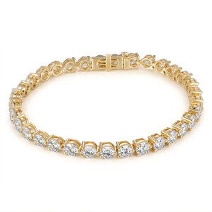 Bracelet tennis personnalisé en or jaune 14K plaqué, diamant de laboratoire couleur D VS1, certifié IGI, unisexe, cadeau de fête - Product Image 1