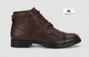 Bottes en cuir pour homme Neob Ventures, bottes à lacets de style motard avec semelles respirantes antidérapantes, mode toutes saisons pour un usage quotidien - Product Image 4