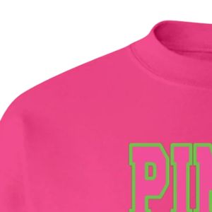 เสื้อสเวตเชิ้ตคอกลมลายกราฟิกสีชมพูร้อนและสีเขียว แขนยาว ปลายแขนแบบริบ ผ้าฟลีซลำลองสำหรับผู้หญิง แฟชั่นสตรีท - Product Image 2