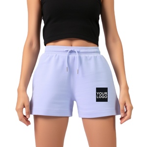 Short de survêtement d'été personnalisé en gros avec cordon de serrage deux poches latérales pour femmes respirant décontracté 100% coton Shorts pour femmes - Product Image 3