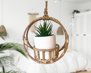 Wholesale New Design Handmade round Natural Rattan Planting <b>Baskets</b> with <b>Shelves</b> Vietnam's Handcrafted Grow Bags - Product Image 5