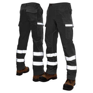 RICSA INTERNATIONAL Men's <b>Black</b> Gray Polyester Reflective Hi Visibility <b>Work</b> <b>Pants</b> CE Certified Multiple Pockets Abrasion - Product Image 4