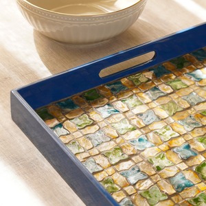 Plateau de service pliable écologique en nacre incrustée, résistant à l'eau, avec finition laquée, couleur personnalisée, Vietnam - Product Image 4