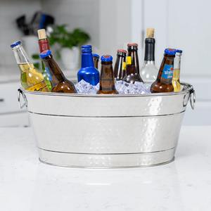 Cubo de hielo ovalado de acero inoxidable con asas para vino y cerveza, tina de acero pulido de alta resistencia para fiestas - Product Image 2