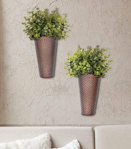 Vase à fleur mural de style moderne Usine Vente en gros Design classique Pot martelé Cuivre Antique Balcon Décor Acier inoxydable - Product Image 2