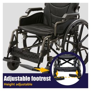 Fauteuil roulant manuel pliable avec freins à main avant et arrière de 18 pouces, roues arrière à dégagement rapide de 24 pouces, technologie nanométrique - Product Image 5
