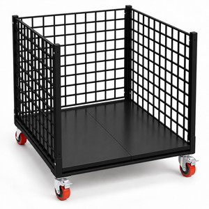 Carro de malla de acero NEWTEK con plataforma de base sólida, ruedas con freno y diseño apilable para almacenes industriales - Product Image 1