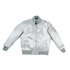 Silver Star for Cropped Vintage Bomber Satin Jacket Women Sisterhood Pride Alpha Varsity Sorority Greek Reversible Eco-Friendly - Product Image 6