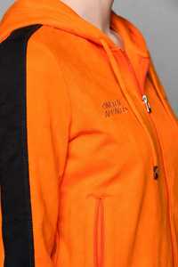 Ensemble de survêtement décontracté 2-en-1 pour femme, en polyester, imprimé color block marron et blanc, à manches longues, col roulé zippé, coupe ample et sportive - Product Image 2