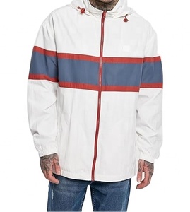 Chaqueta deportiva cortavientos de poliéster con efecto arrugado, personalizada con bloques de color, impermeable para hombre, con cierre de cremallera. - Product Image 1