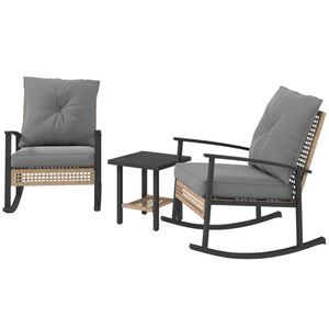 Juego de Muebles de Bar Pequeños de 3 Piezas, Color Gris, para Patio y Jardín - Product Image 5