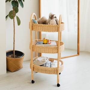 Handmade Rattan Kitchen <b>Serving</b> <b>Trolley</b> Cart With Durable Wheels And Elegant Design For Restaurant And Home Use - Product Image 3