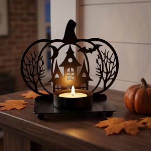Bat Design Hanging Iron <b>Metal</b> Halloween Tea Light <b>Candle</b> <b>Holder</b> With <b>Black</b> Color For Halloween Home Decorations - Product Image 5