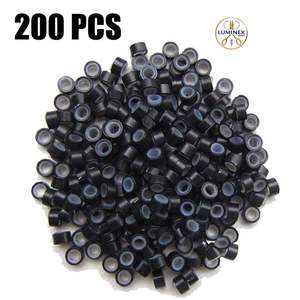 1000 unidades de extensiones de cabello de 5 mm con cuentas de acero inoxidable, anillos micro-enlazables con punta en I para extensiones de cabello - Negro - Product Image 5