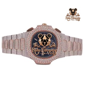 Reloj de Lujo con Diamantes Moissanite para Hombre, Reloj de Pulsera de Moda Premium con Construcción Duradera de Acero Inoxidable, Ajustable - Product Image 1