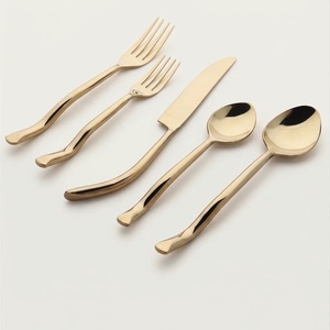 Service de couverts de luxe en acier inoxydable, design moderne et minimaliste, finition polie miroir, pour dîners raffinés, mariages et restaurants d'hôtels. - Product Image 5