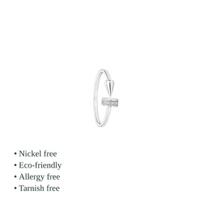 Minimalist 925 Silver <b>Ring</b> With CZ Pave Spike Design Unisex Everyday Wear - Product Image 2
