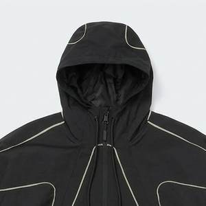 Chaqueta cortavientos de nailon negra para hombre con logo personalizado de alta demanda, paneles blancos y conjunto de pantalón para verano, de secado rápido, estilo urbano, con cremallera. - Product Image 6