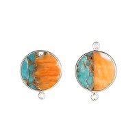 Meilleures ventes : Connecteur de breloque à double trou de 12 mm en argent sterling, avec breloques tendance en cuivre, turquoise et coquille d'ormeau épineux