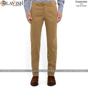 Pantalones chinos informales de algodón 100% de ajuste Regular de cintura alta personalizados para hombre, pantalones caqui transpirables antiarrugas - Product Image 4