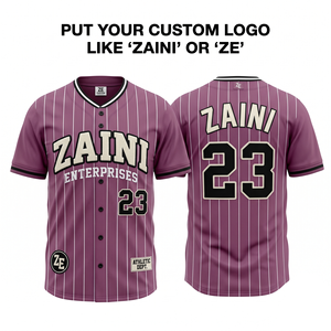 Maillot de baseball en tissu maille polyester premium 240 GSM pour logo en twill imprimé par transfert thermique à rayures fines blanches - Product Image 1