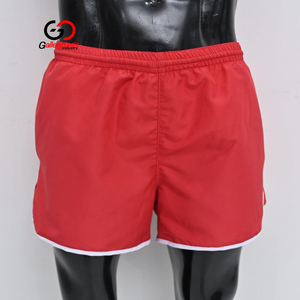 New Latest Design Solid Red Color Athletic <b>Shorts</b> with Elastic Waistband <b>White</b> Trim Quick Dry Gym Running <b>Shorts</b> with OEM - Product Image 1