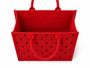Sac fourre-tout moyen en jute rouge laminé à motif feuilles, écologique, réutilisable, durable, pour usage quotidien, vente en gros, plage, courses, exposition - Product Image 4