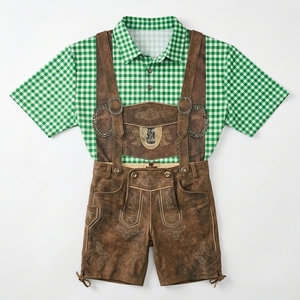 Pantalones cortos bávaros de cuero genuino de alta calidad al por mayor para hombre, trajes originales de Lederhosen para el Oktoberfest alemán. - Product Image 2