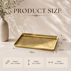 Exclusive Stainless Steel <b>Rectangular</b> Serving Tray Brushed <b>Gold</b> Finish Premium Display Platter Elegant Table Organizer - Product Image 2