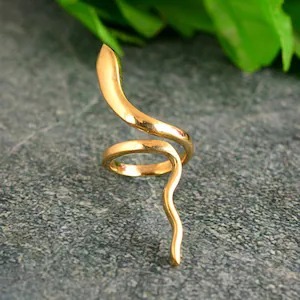 Trendy Design Snake Wrap Brass <b>Ring</b> Adjustable <b>Statement</b> Serpent <b>Ring</b> 18k Gold Plated Minimalist Wrap <b>Ring</b> For Wholesale/OEM/ODM - Product Image 4