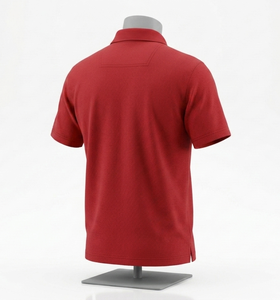 Men's Red Polo Shirt Short Sleeve Turn-<b>down</b> Collar Regular Fit Solid Color All Seasons 100% Cotton - Product Image 2