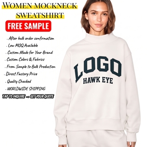 Sudadera de cuello alto holgada de algodón orgánico de alta calidad para mujer, estilo casual urbano con hombros caídos, personalizada y de talla grande - Product Image 1