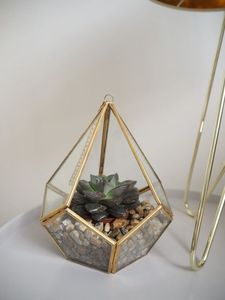 Modern Geometric Glass <b>Terrariums</b> Gold Plated Frame Succulent Planters Desktop Decor Minimalist Style Hanging Design - Product Image 2