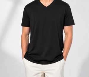 Classic Long Sleeve V Neck Regular Fit Polyester/Cotton Knitted T-<b>Shirt</b> Pattern <b>Men's</b> Everyday Basic Eco-Friendly Breathable - Product Image 3