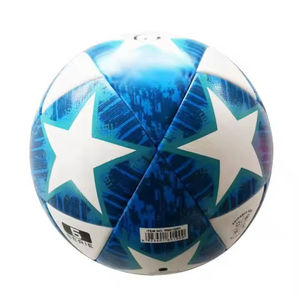 ลูกฟุตบอลแบบกำหนดเอง สีขาว-น้ำเงิน ลายดาว ดีไซน์แผ่นลาย ทนทาน ทำจากหนัง PU สำหรับฝึกซ้อมและแข่งขัน ขนาดมาตรฐานอย่างเป็นทางการ จำหน่ายจำนวนมาก - Product Image 2