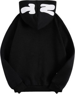 Sudadera con capucha extragrande con cremallera y estampado gráfico, estilo casual urbano, mezcla de algodón premium, con cremallera completa, unisex, a la moda. - Product Image 1