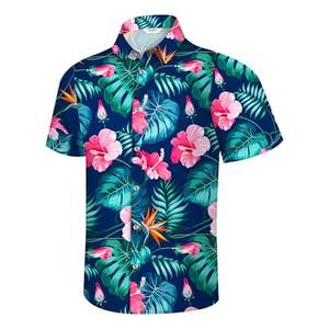 Camisa elegante para hombre, manga corta, estampado tropical, informal, para playa, con botones, verano, vibrante, colorida, floral, camiseta de verano para hombre - Product Image 2