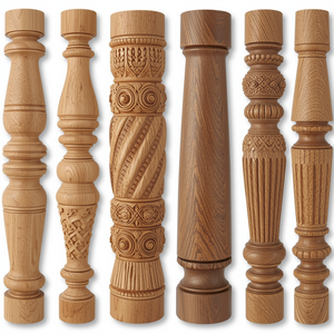 Solid Wood Furniture <b>Legs</b> Collection for Sofa Cabinet <b>Table</b> Bed Durable Replacement with Carved Detail and Smooth Natural Finish - Product Image 1