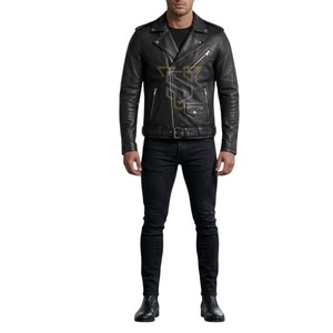 Veste en toile et cuir respirante pour homme, col montant élégant, fermeture éclair sur le devant, style décontracté, streetwear, vêtement d'extérieur pour l'hiver - Product Image 1
