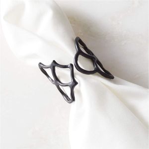 Modern Minimalist Black Metal Napkin Ring Holder Handmade Decorative Table Accessory for Wedding Party Restaurant Hotel Dining - Product Image 1