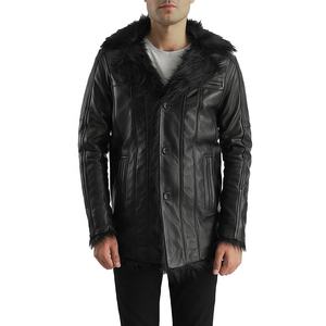 Men's Casual Zipper Style Leather Jacket <b>Slim</b> Fit Long Winter <b>Coat</b> with <b>Stand</b> Collar-New Arrival Wholesale for Men - Product Image 4