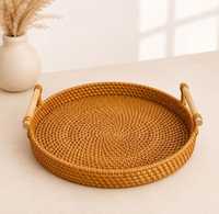 Plateau en rotin de qualité supérieure, décor floral, meilleur vendeur Alibaba, vente en gros, plateau d'organisation pour la maison et la cuisine, fabriqué en Inde