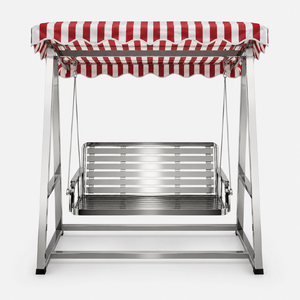 Stainless Steel Outdoor <b>Swing</b> <b>Bench</b> With Red White Striped Canopy Garden Patio Porch Balcony Furniture - Product Image 6