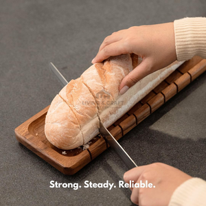 Tabla de Cortar de Madera de Acacia Ecológica con Bandeja Recolectora de Migas y Tabla para Servir Baguettes, Accesorios de Cocina - Product Image 6