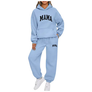 Manufacturers Custom <b>Mama</b> Print Long Sleeve Crew Neck Pullover Sweatshirt Sweatpants Two Piece <b>Hoodie</b> and Sweat Pants Set - Product Image 2