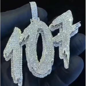 Collier pendentif personnalisé en argent sterling 925 plaqué or avec diamant Moissanite VVS D, chaîne tendance Hip Hop, lettre de nom personnalisée - Product Image 1