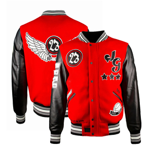 High Quality <b>Varsity</b> <b>Jackets</b> For Adults <b>Red</b> Color <b>Black</b> Leather Sleeves Chenille Embroidery Logo Baseball <b>Varsity</b> <b>Jackets</b> - Product Image 1