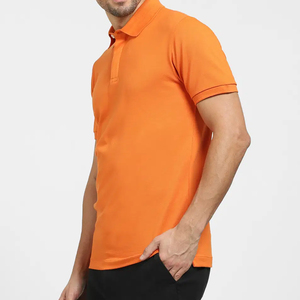 2026 Men's <b>Orange</b> Short Sleeve Knitted <b>Polo</b> Shirt Solid Color Casual Style Regular Fit Button Design Direct Factory - Product Image 4