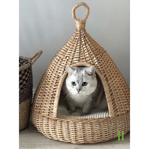 Cama para Gatos de Ratán Sostenible, Hecha a Mano, Ecológica, Cesta de Mimbre para Gatos, Muebles Acogedores para Mascotas para Hogares Modernos, Venta al Por Mayor - Product Image 6
