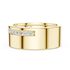 Anillo de Oro Amarillo de 14K con Diamante Cultivado en Laboratorio, Corte Brillante Redondo Clásico para Hombre, Brillo Eterno, Banda de Canal con Firma Distintiva - Product Image 3